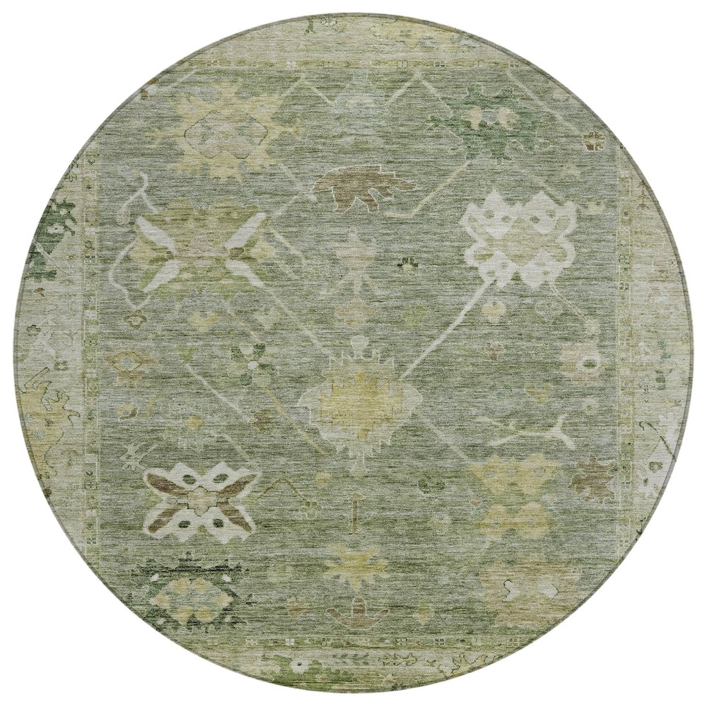 Machine Washable Indoor/Outdoor Chantille ACN2025 Sage 8' x 8' Round Rug. Picture 1