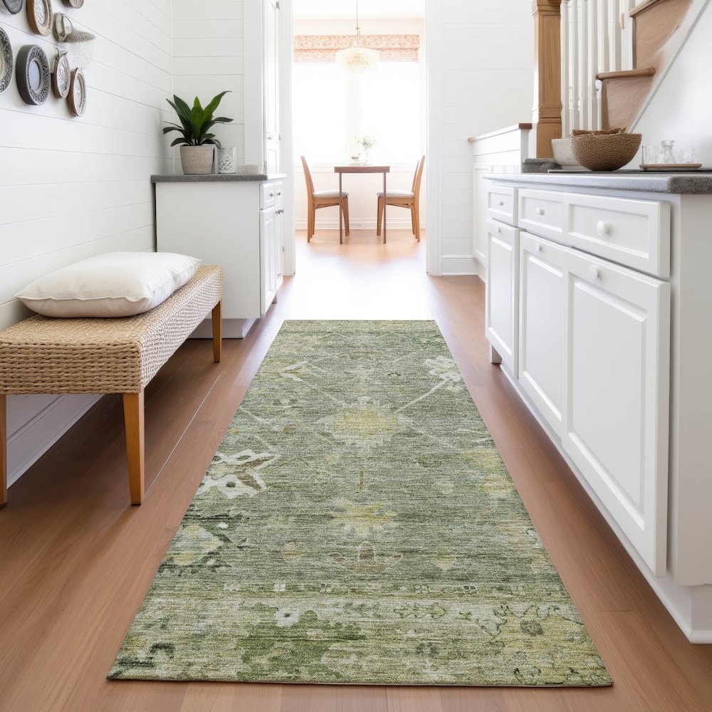 Machine Washable Indoor/Outdoor Chantille ACN2025 Sage 2'3" x 7'6" Runner Rug. Picture 5