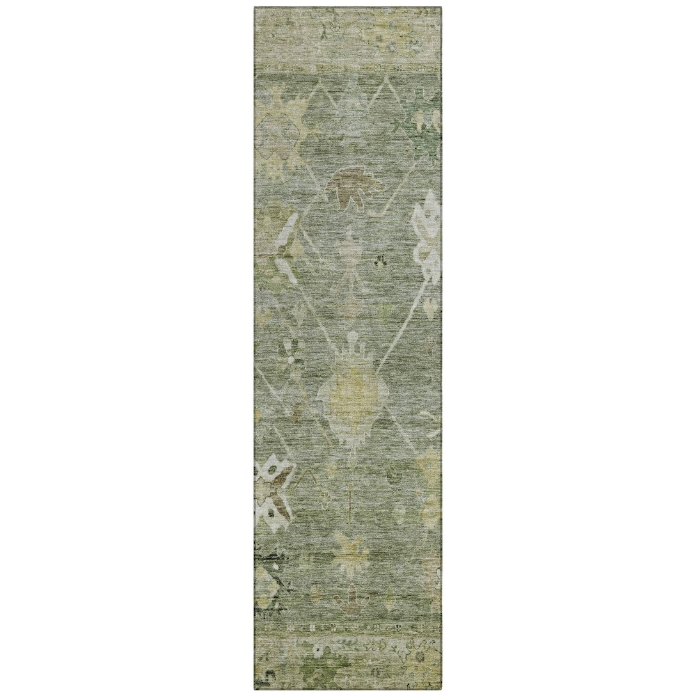 Machine Washable Indoor/Outdoor Chantille ACN2025 Sage 2'3" x 7'6" Runner Rug. Picture 1