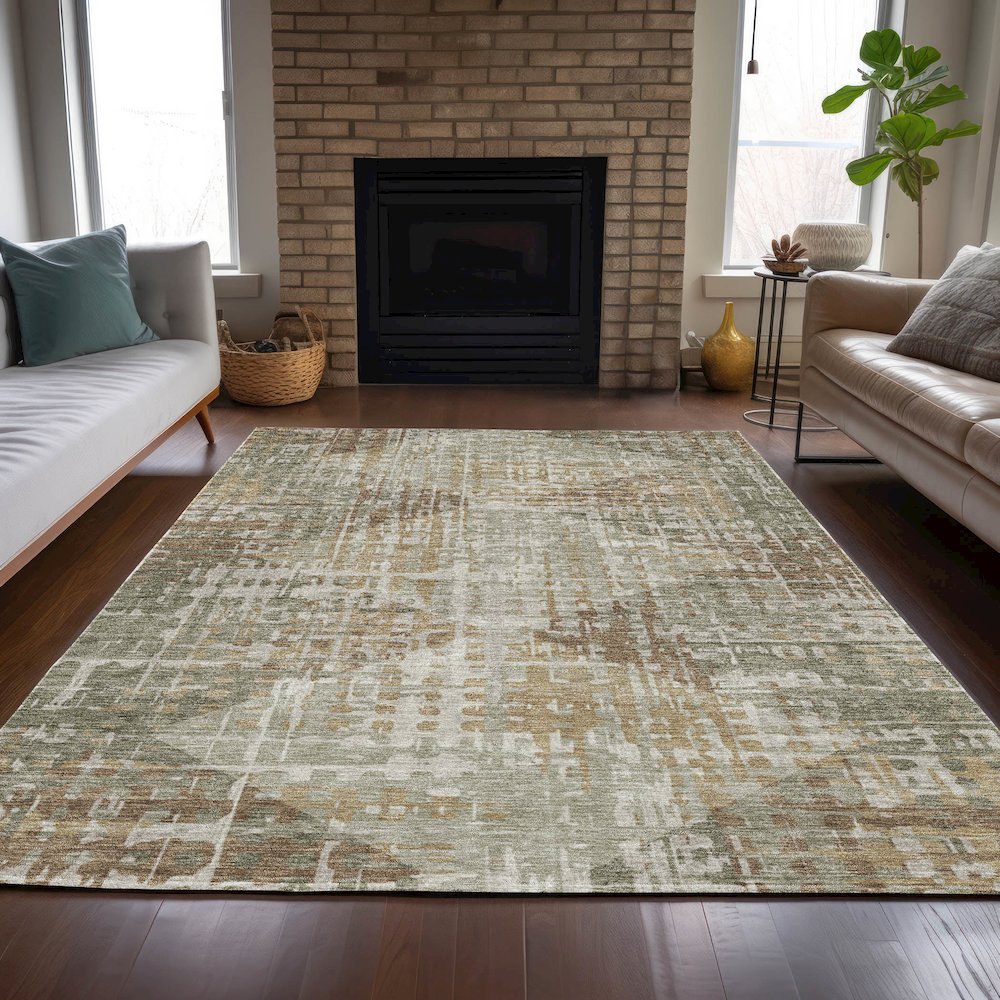 Machine Washable Indoor/Outdoor Chantille ACN2026 Aloe 2'6" x 3'10" Rug. Picture 6