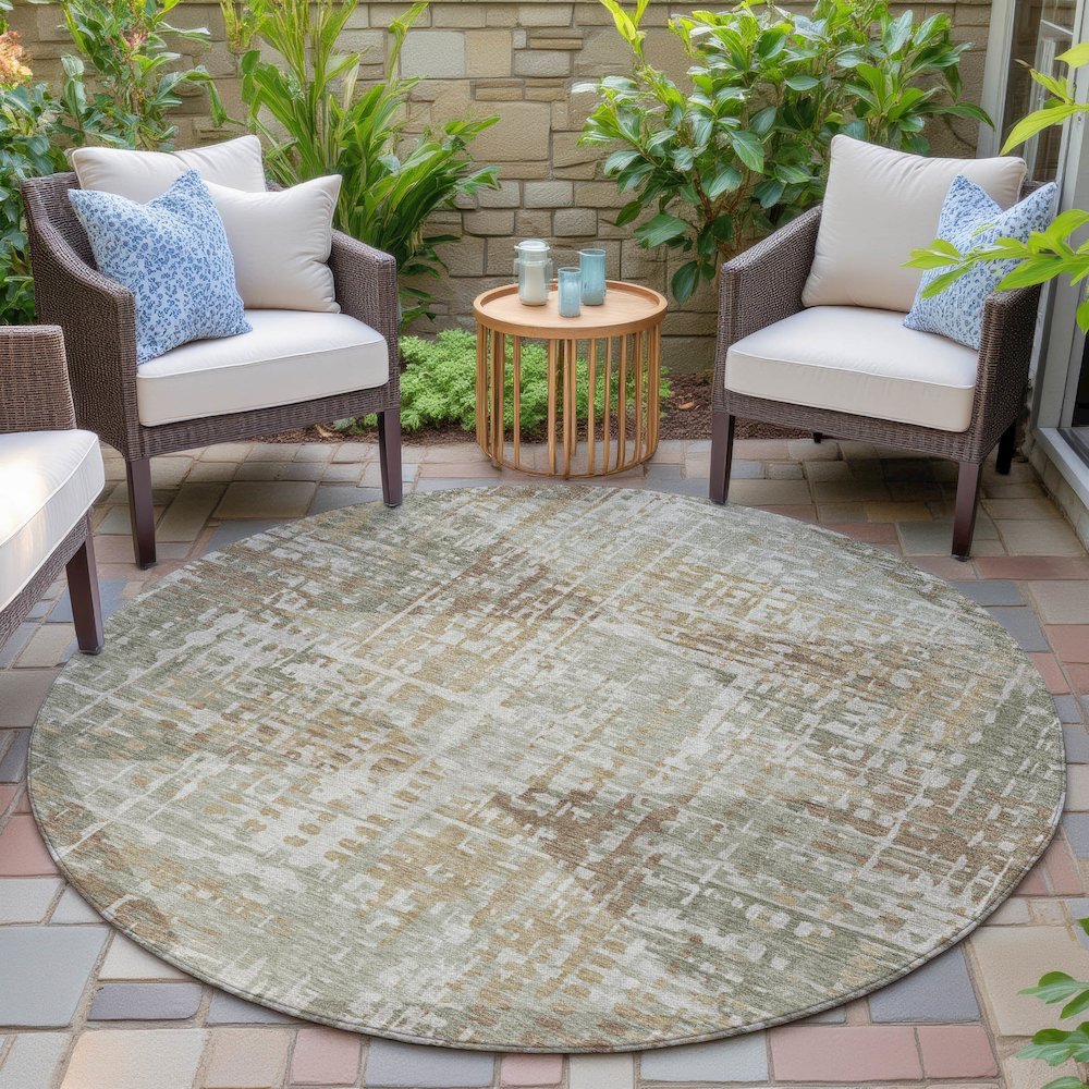 Machine Washable Indoor/Outdoor Chantille ACN2026 Aloe 8' x 8' Round Rug. Picture 6