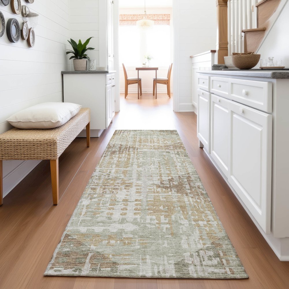 Machine Washable Indoor/Outdoor Chantille ACN2026 Aloe 2'3" x 7'6" Runner Rug. Picture 5