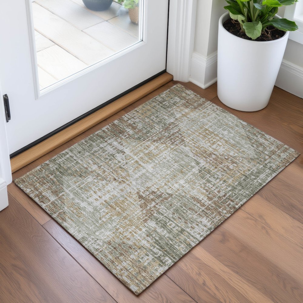 Machine Washable Indoor/Outdoor Chantille ACN2026 Aloe 1'8" x 2'6" Rug. Picture 5
