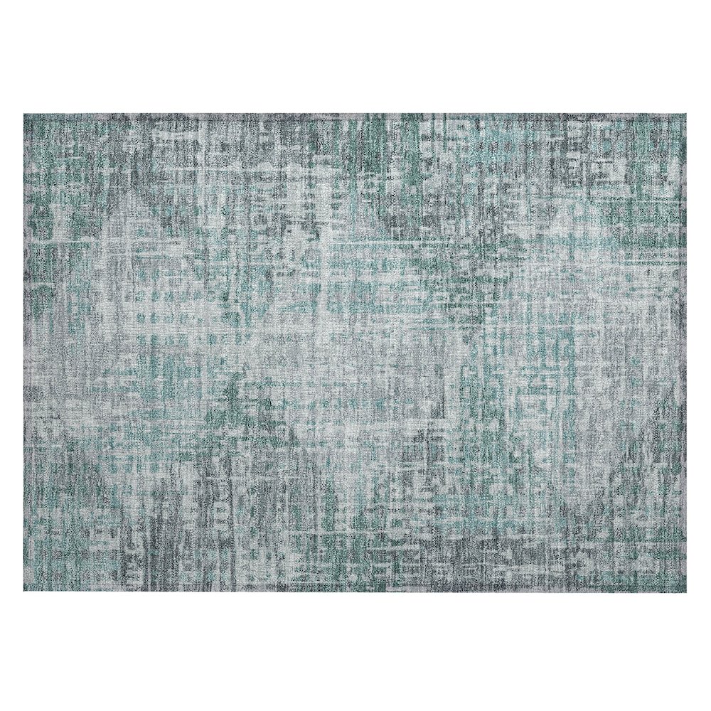 Machine Washable Indoor/Outdoor Chantille ACN2026 Teal 1'8" x 2'6" Rug. Picture 1