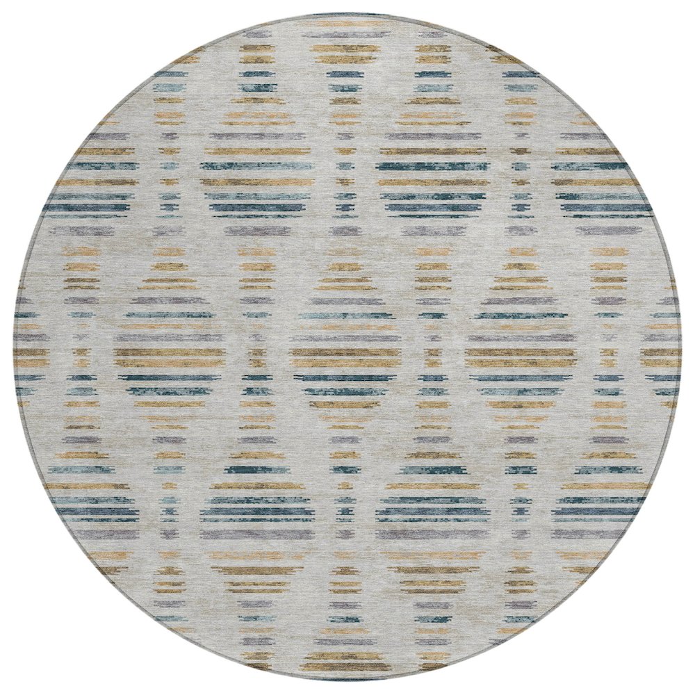 Machine Washable Indoor/Outdoor Chantille ACN2027 Linen 8' x 8' Round Rug. Picture 1