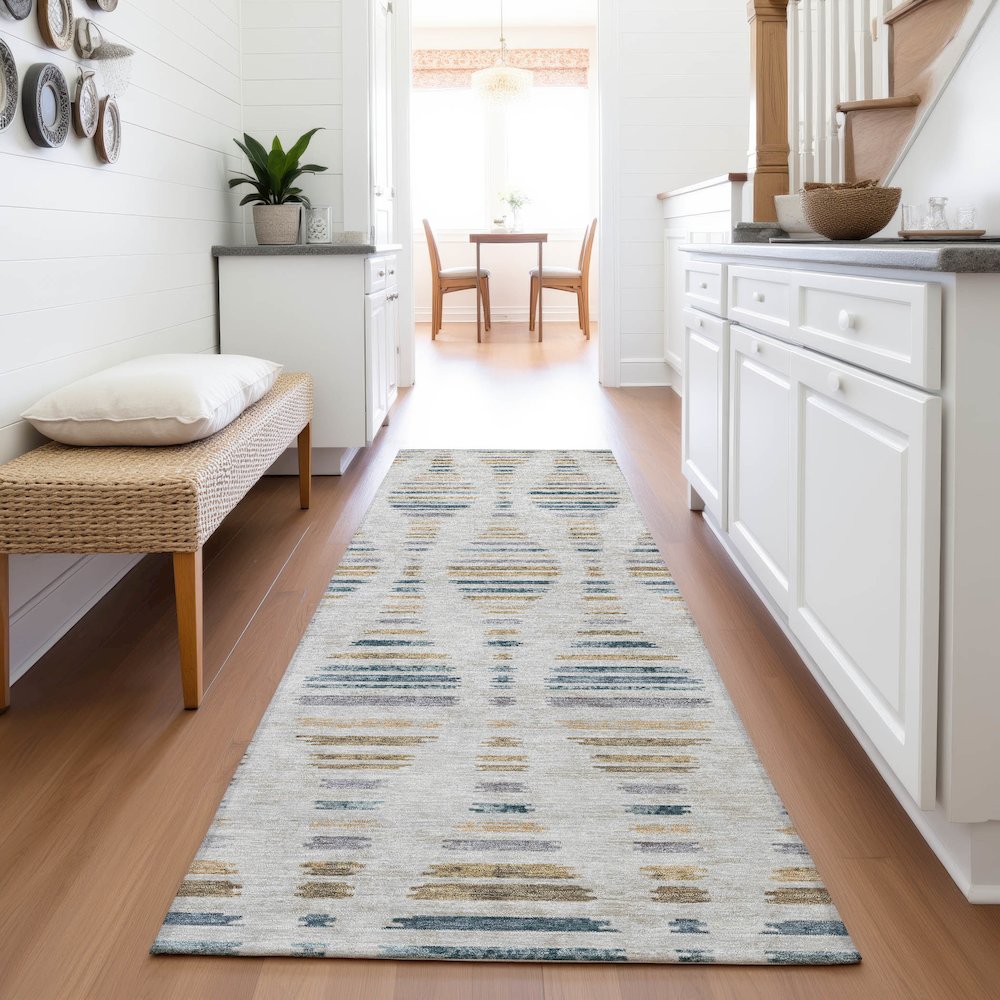 Machine Washable Indoor/Outdoor Chantille ACN2027 Linen 2'3" x 7'6" Runner Rug. Picture 5