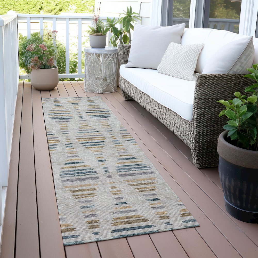 Machine Washable Indoor/Outdoor Chantille ACN2027 Linen 2'3" x 7'6" Runner Rug. Picture 6