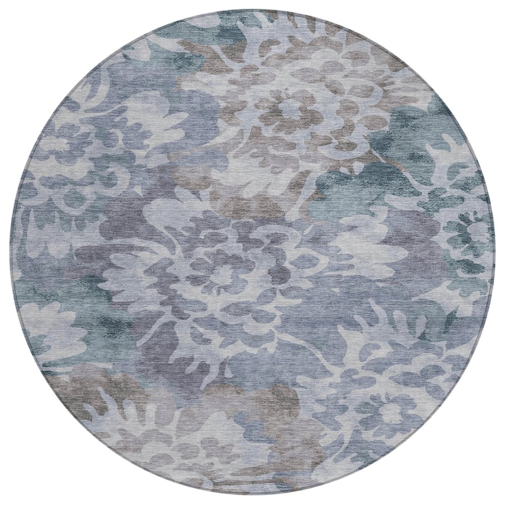 Machine Washable Indoor/Outdoor Chantille ACN2028 Blue 8' x 8' Round Rug. Picture 1