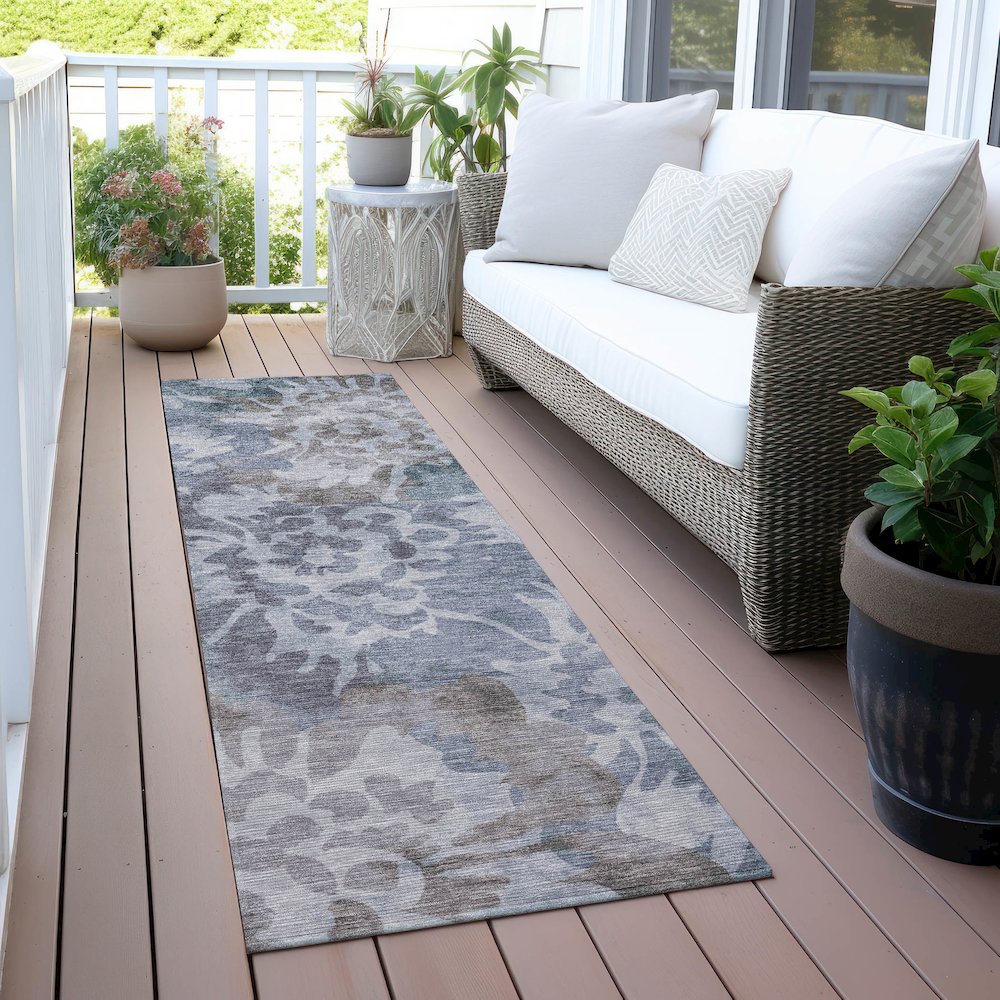 Machine Washable Indoor/Outdoor Chantille ACN2028 Blue 2'3" x 7'6" Runner Rug. Picture 6