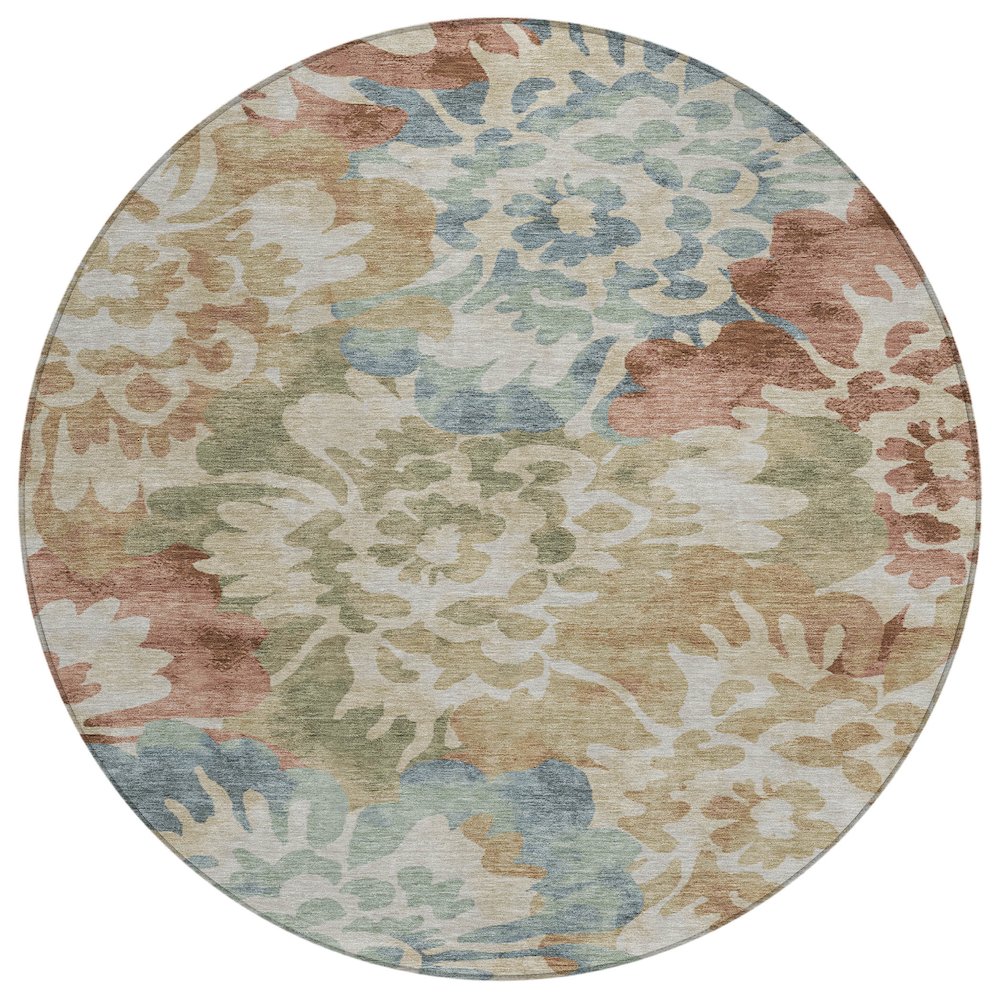 Machine Washable Indoor/Outdoor Chantille ACN2028 Paprika 8' x 8' Round Rug. Picture 1