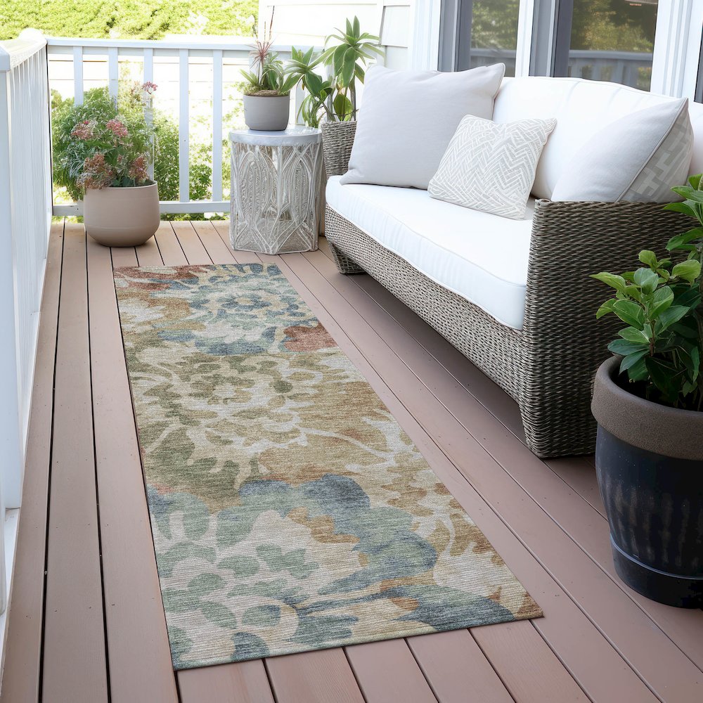 Machine Washable Indoor/Outdoor Chantille ACN2028 Paprika 2'3" x 7'6" Runner Rug. Picture 6
