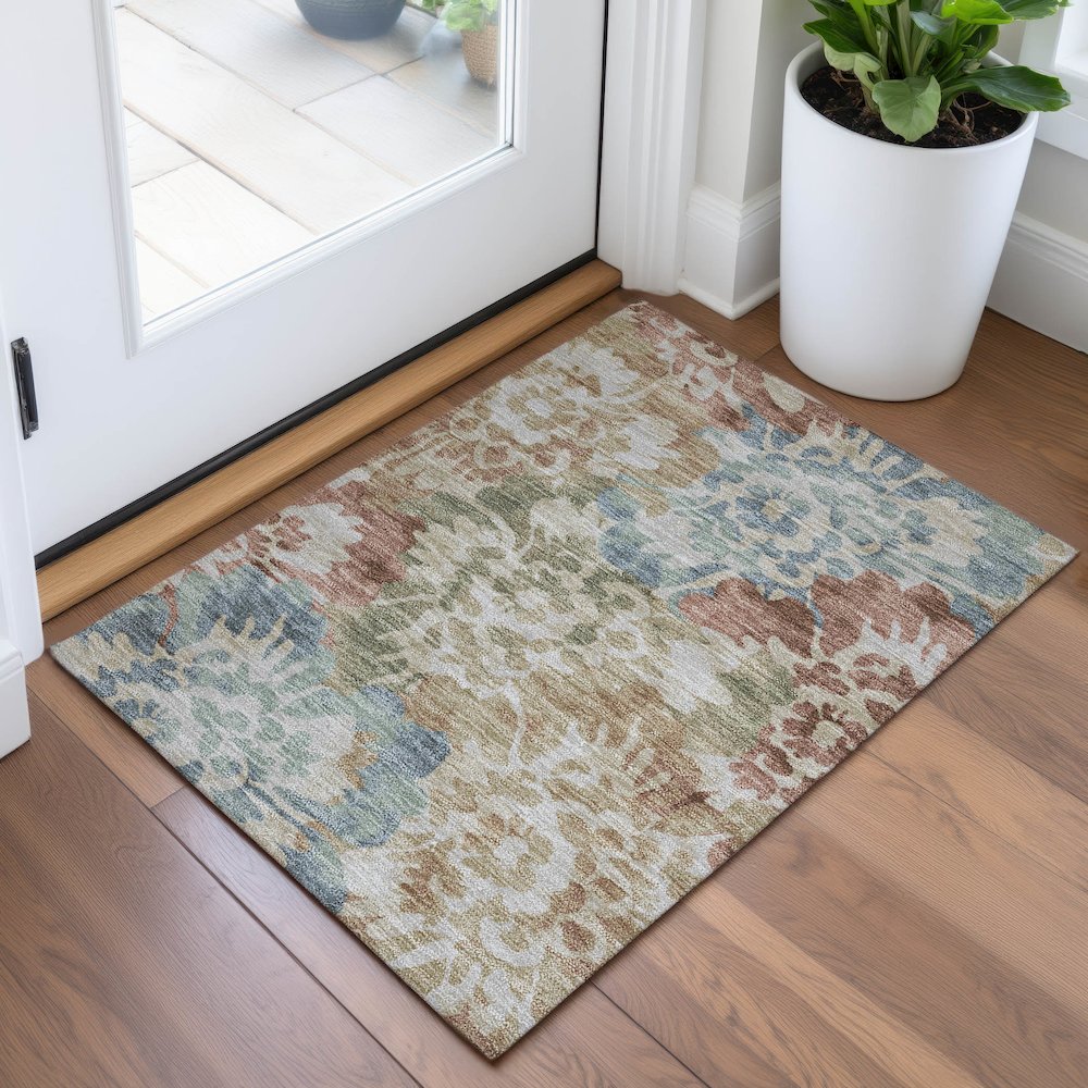 Machine Washable Indoor/Outdoor Chantille ACN2028 Paprika 1'8" x 2'6" Rug. Picture 5