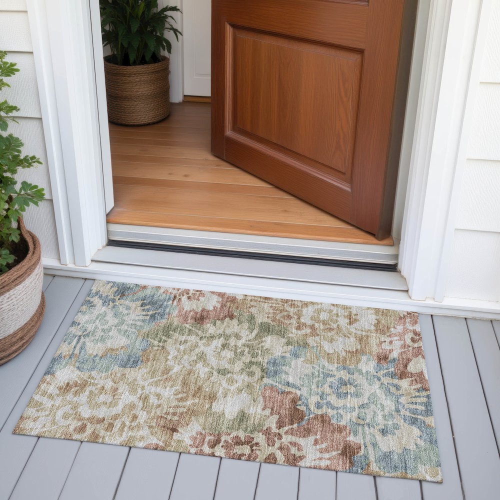 Machine Washable Indoor/Outdoor Chantille ACN2028 Paprika 1'8" x 2'6" Rug. Picture 6