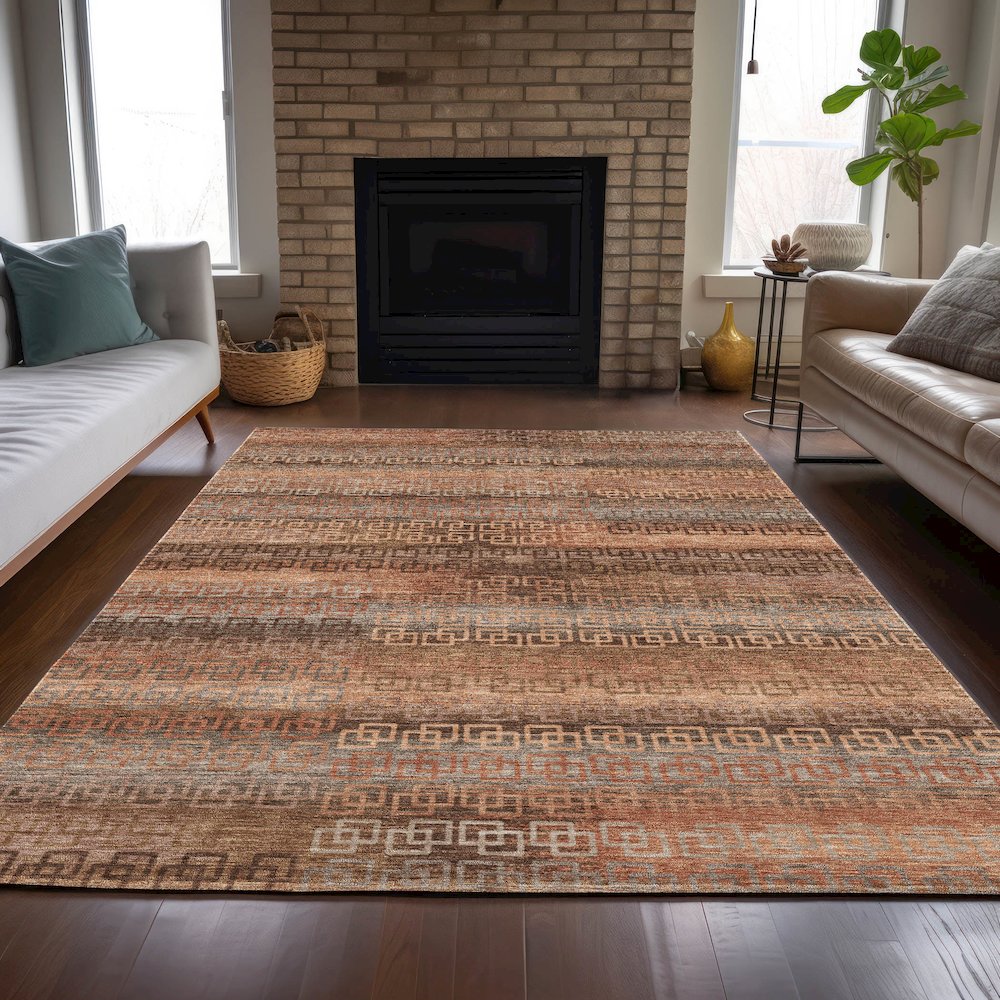 Machine Washable Indoor/Outdoor Chantille ACN2029 Copper 2'6" x 3'10" Rug. Picture 6