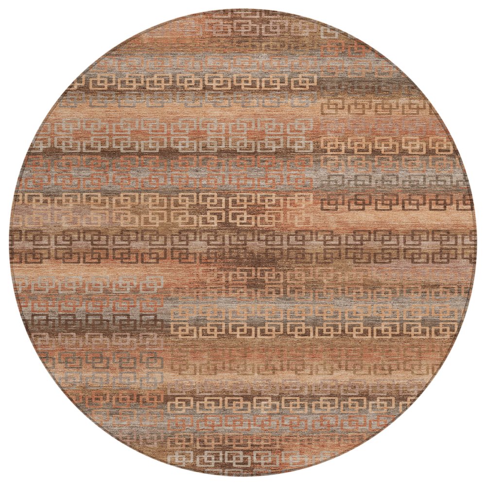Machine Washable Indoor/Outdoor Chantille ACN2029 Copper 8' x 8' Round Rug. Picture 1