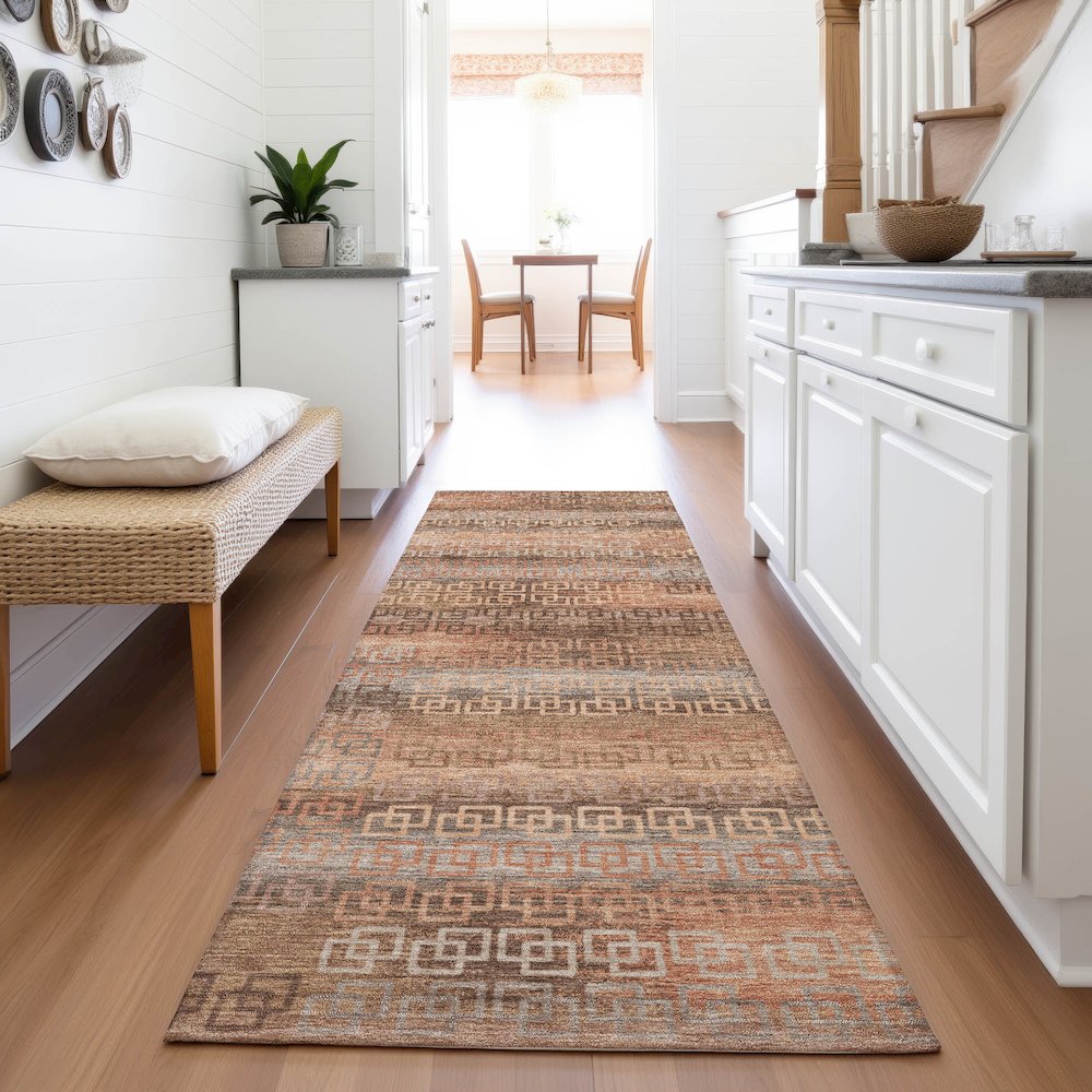 Machine Washable Indoor/Outdoor Chantille ACN2029 Copper 2'3" x 7'6" Runner Rug. Picture 5