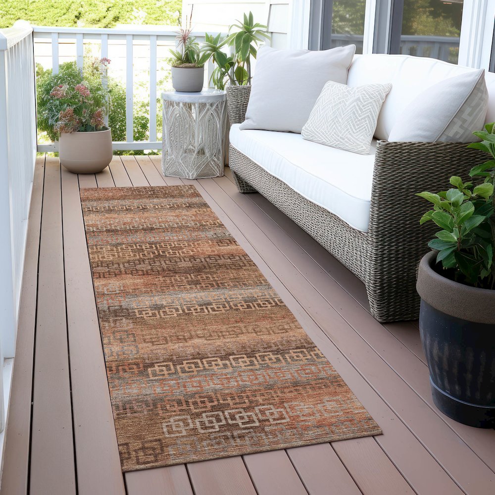Machine Washable Indoor/Outdoor Chantille ACN2029 Copper 2'3" x 7'6" Runner Rug. Picture 6