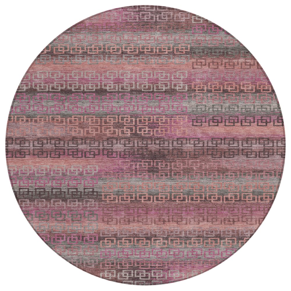 Machine Washable Indoor/Outdoor Chantille ACN2029 Pink 8' x 8' Round Rug. Picture 1
