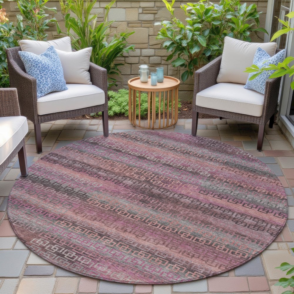 Machine Washable Indoor/Outdoor Chantille ACN2029 Pink 8' x 8' Round Rug. Picture 6