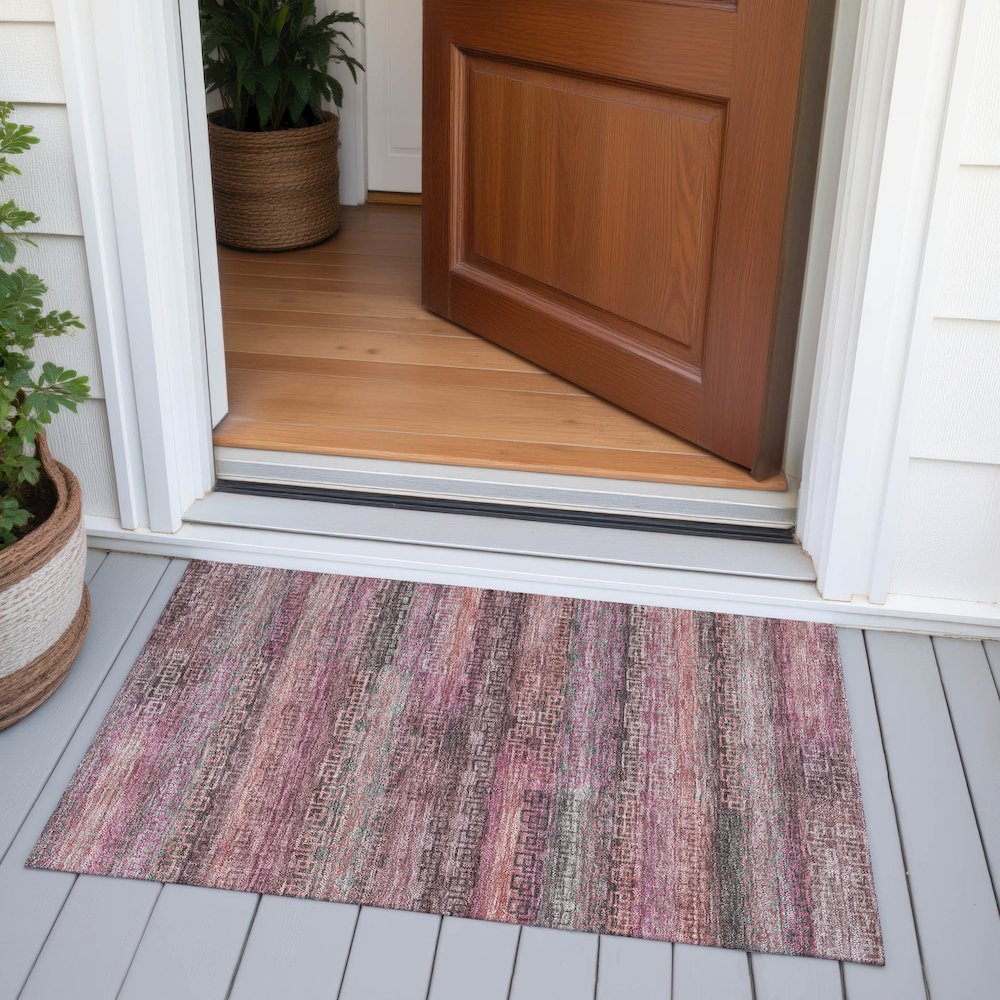 Machine Washable Indoor/Outdoor Chantille ACN2029 Pink 1'8" x 2'6" Rug. Picture 6