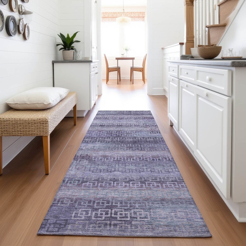 Machine Washable Indoor/Outdoor Chantille ACN2029 Plum 2'3" x 7'6" Runner Rug. Picture 5