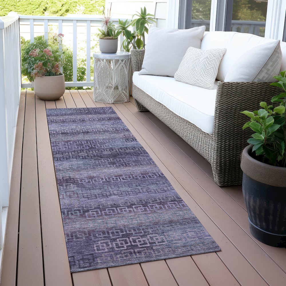 Machine Washable Indoor/Outdoor Chantille ACN2029 Plum 2'3" x 7'6" Runner Rug. Picture 6