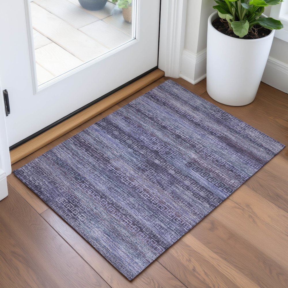 Machine Washable Indoor/Outdoor Chantille ACN2029 Plum 1'8" x 2'6" Rug. Picture 5