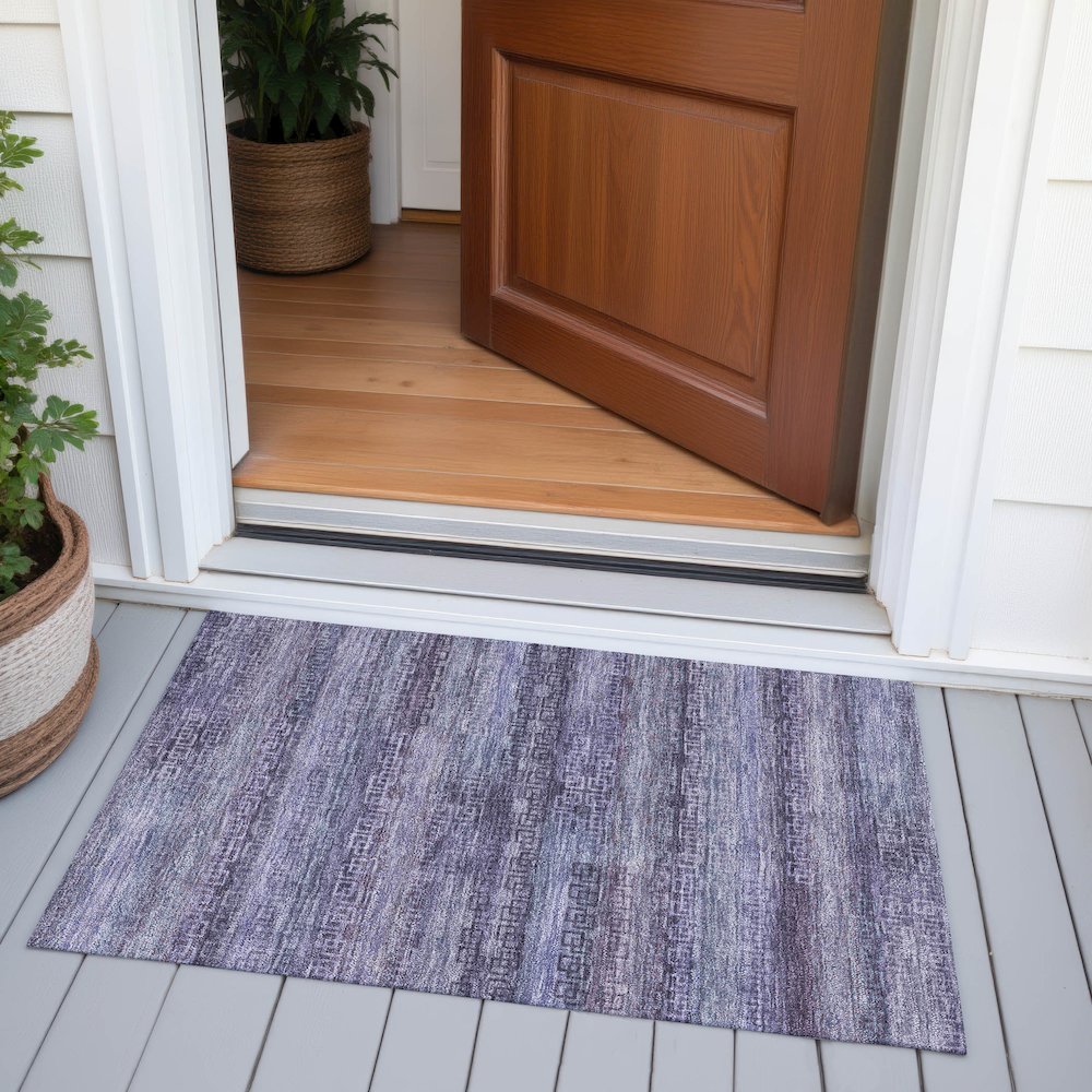 Machine Washable Indoor/Outdoor Chantille ACN2029 Plum 1'8" x 2'6" Rug. Picture 6