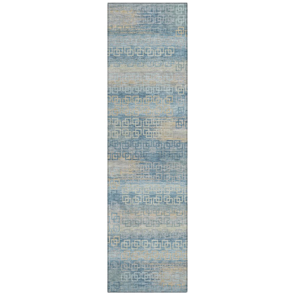Machine Washable Indoor/Outdoor Chantille ACN2029 Teal 2'3" x 7'6" Runner Rug. Picture 1