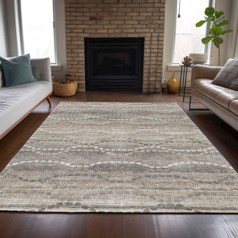 Machine Washable Indoor/Outdoor Chantille ACN2030 Beige 2'6" x 3'10" Rug. Picture 6