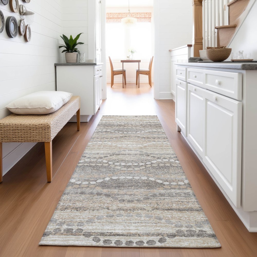 Machine Washable Indoor/Outdoor Chantille ACN2030 Beige 2'3" x 7'6" Runner Rug. Picture 5