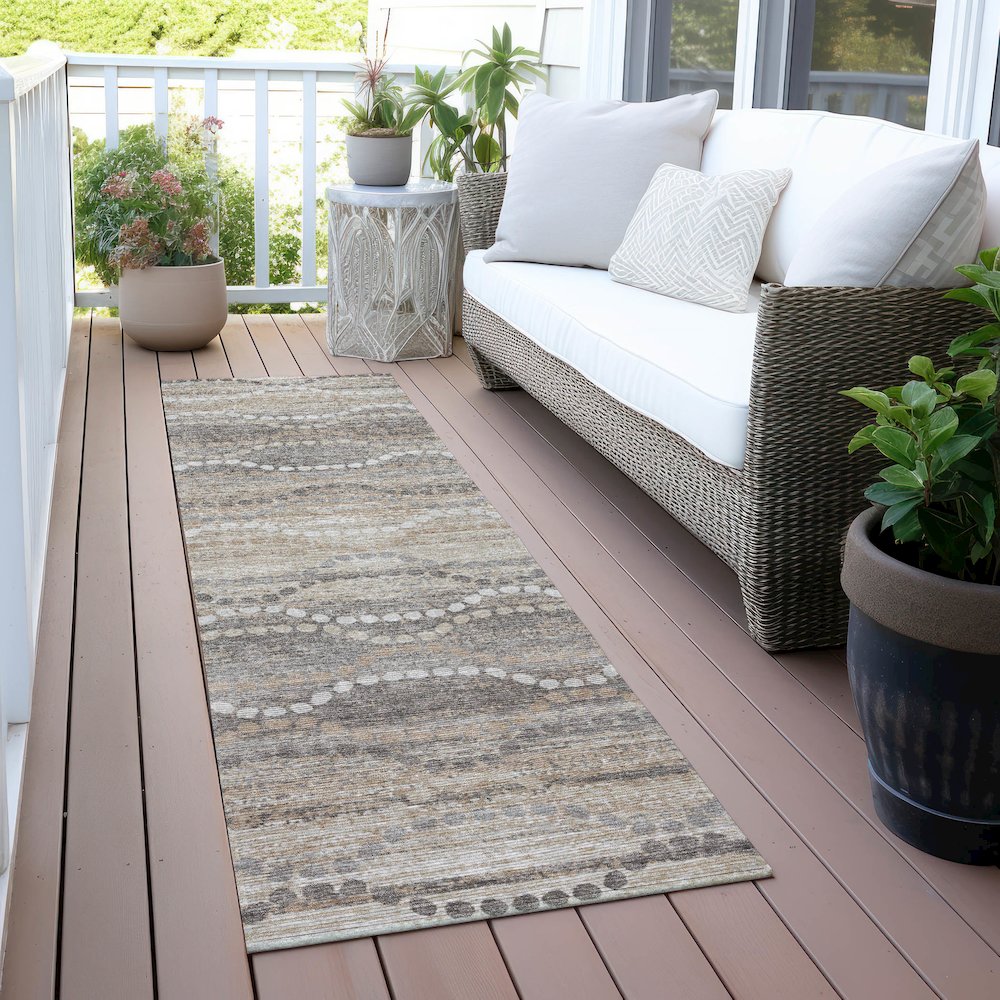 Machine Washable Indoor/Outdoor Chantille ACN2030 Beige 2'3" x 7'6" Runner Rug. Picture 6