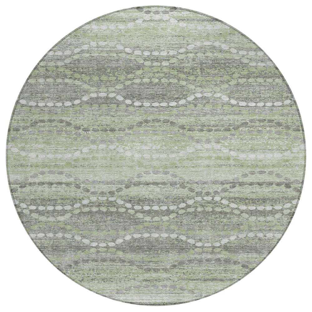 Machine Washable Indoor/Outdoor Chantille ACN2030 Green 8' x 8' Round Rug. Picture 1
