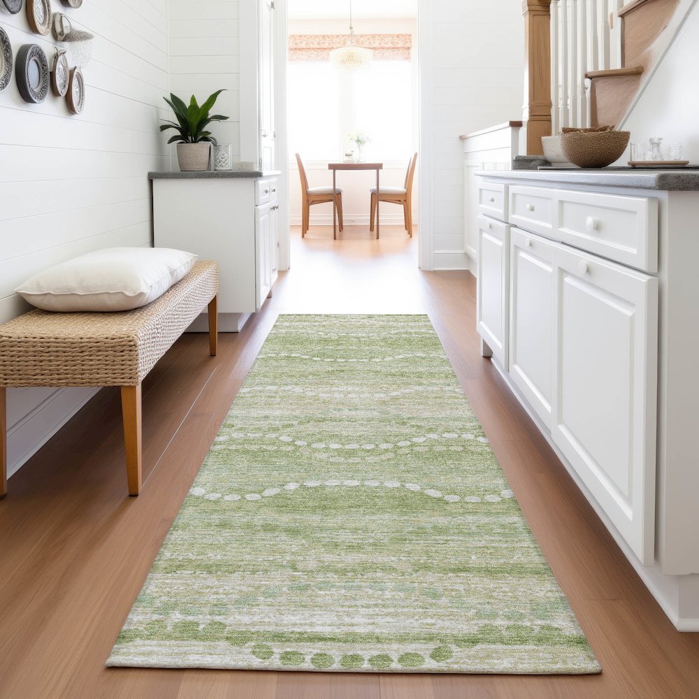 Machine Washable Indoor/Outdoor Chantille ACN2030 Sage 2'3" x 7'6" Runner Rug. Picture 5
