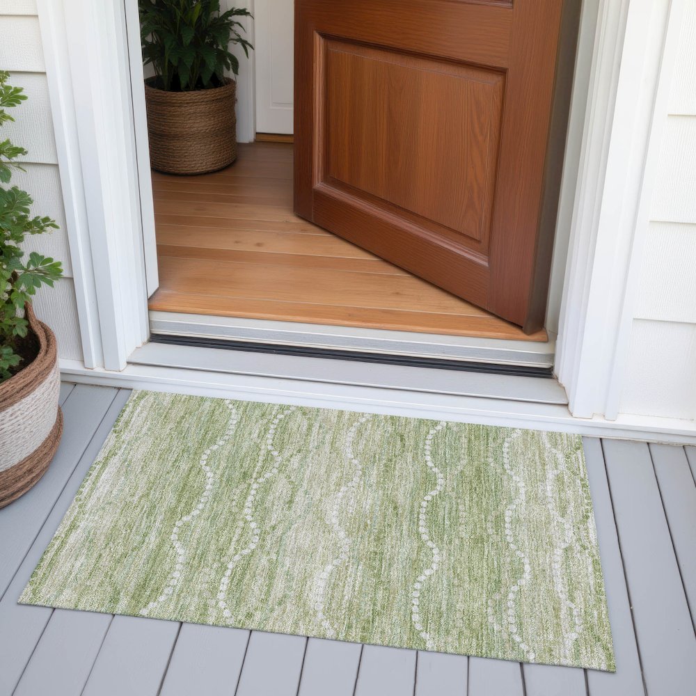Machine Washable Indoor/Outdoor Chantille ACN2030 Sage 1'8" x 2'6" Rug. Picture 6