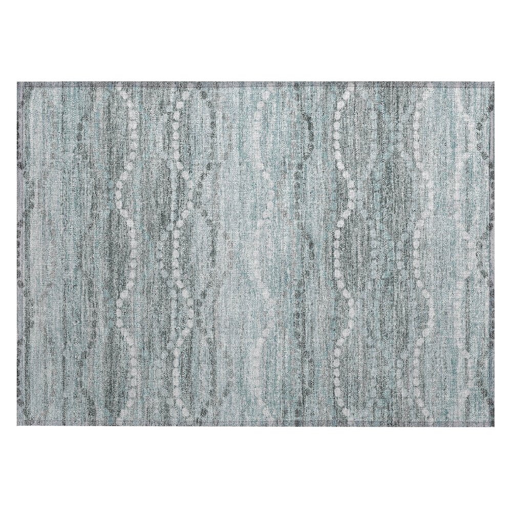 Machine Washable Indoor/Outdoor Chantille ACN2030 Teal 1'8" x 2'6" Rug. Picture 1