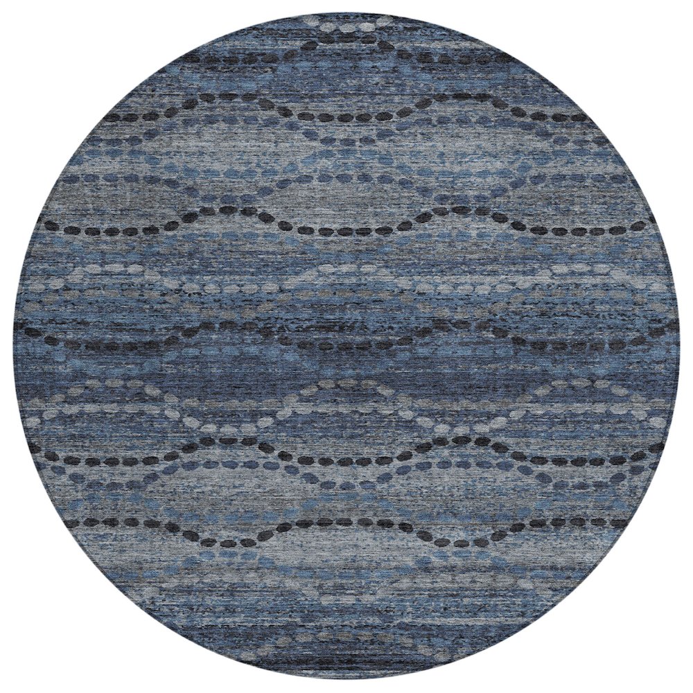 Machine Washable Indoor/Outdoor Chantille ACN2031 Navy 8' x 8' Round Rug. Picture 1