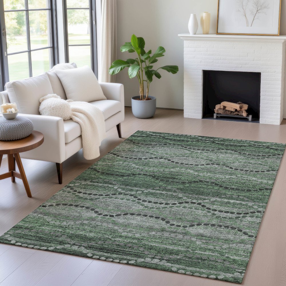 Machine Washable Indoor/Outdoor Chantille ACN2031 Olive 2'6" x 3'10" Rug. Picture 5