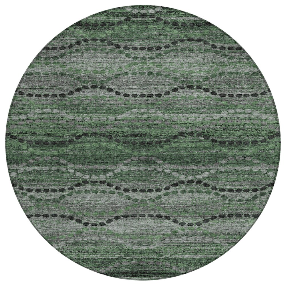 Machine Washable Indoor/Outdoor Chantille ACN2031 Olive 8' x 8' Round Rug. Picture 1
