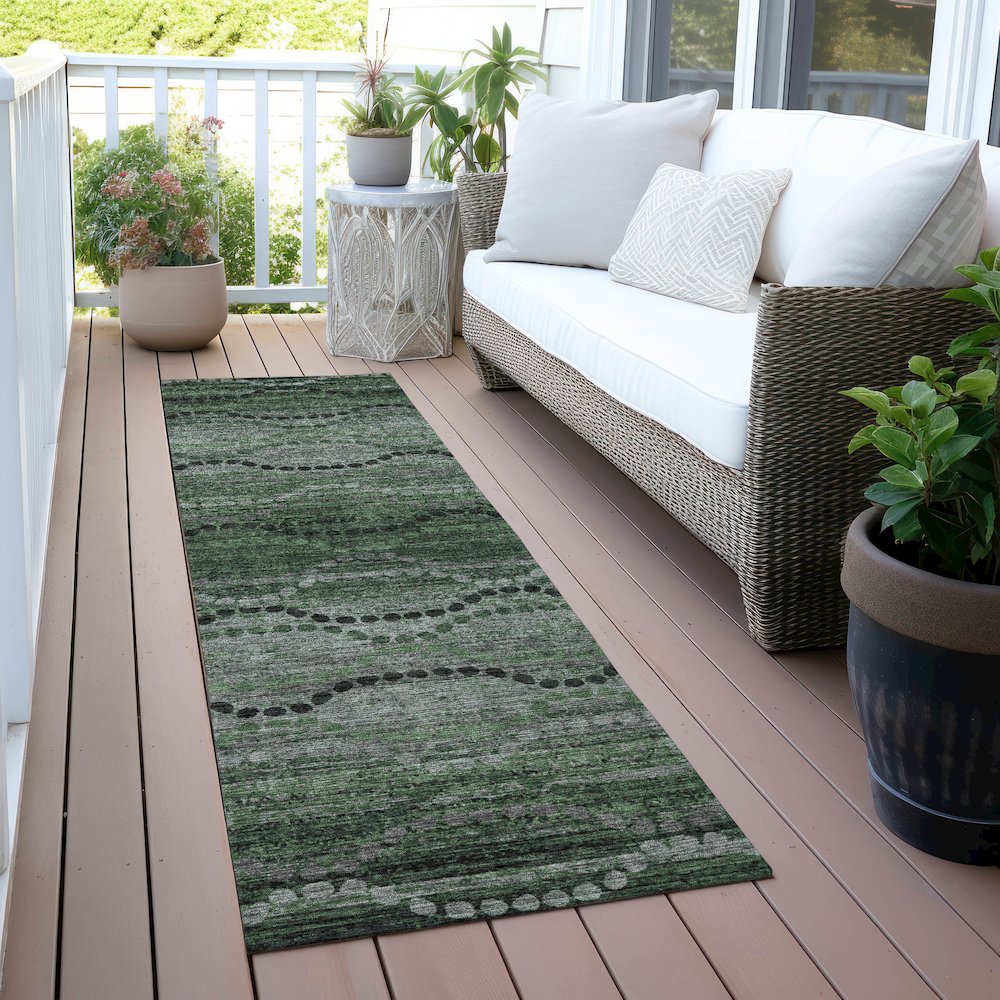 Machine Washable Indoor/Outdoor Chantille ACN2031 Olive 2'3" x 7'6" Runner Rug. Picture 6