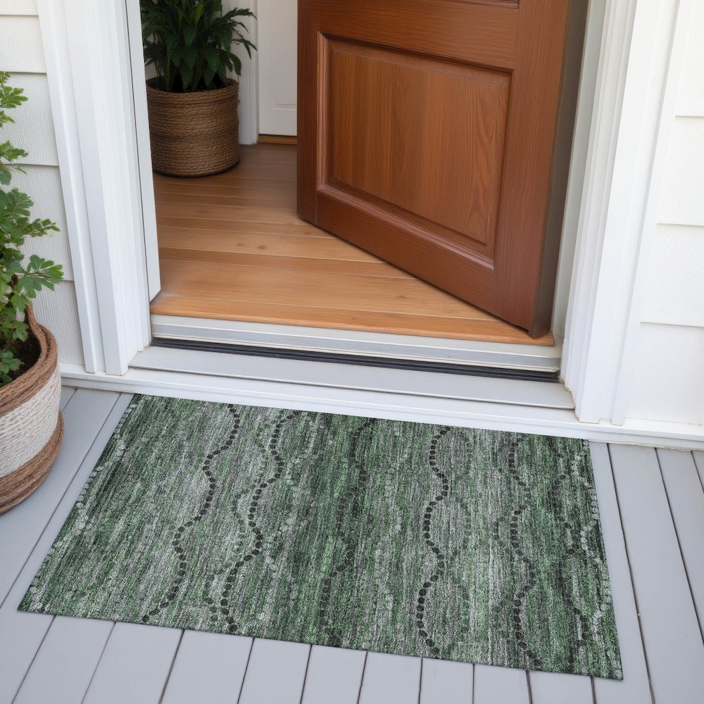 Machine Washable Indoor/Outdoor Chantille ACN2031 Olive 1'8" x 2'6" Rug. Picture 6
