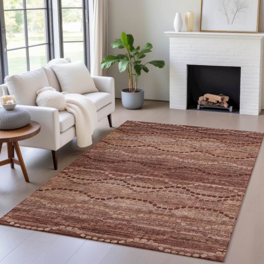Machine Washable Indoor/Outdoor Chantille ACN2031 Paprika 2'6" x 3'10" Rug. Picture 5