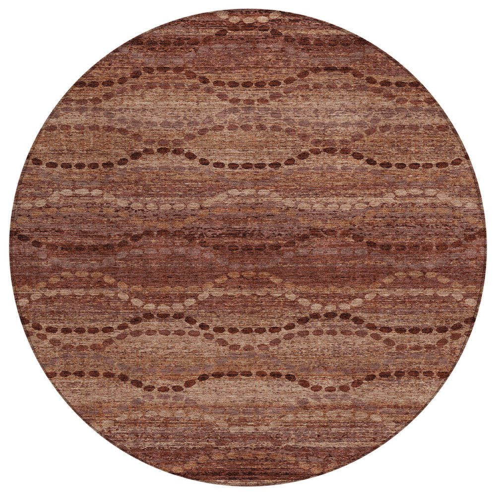 Machine Washable Indoor/Outdoor Chantille ACN2031 Paprika 8' x 8' Round Rug. Picture 1