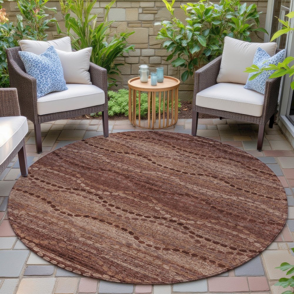 Machine Washable Indoor/Outdoor Chantille ACN2031 Paprika 8' x 8' Round Rug. Picture 6