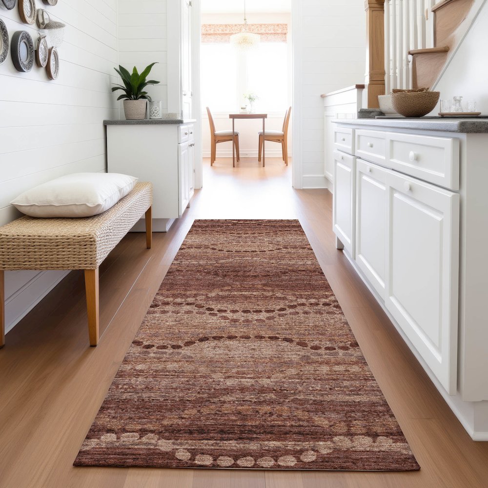 Machine Washable Indoor/Outdoor Chantille ACN2031 Paprika 2'3" x 7'6" Runner Rug. Picture 5