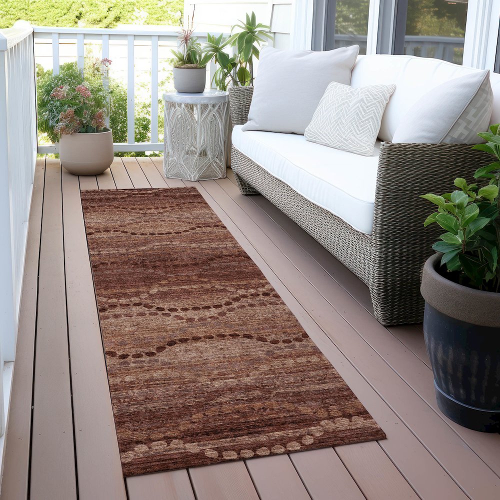 Machine Washable Indoor/Outdoor Chantille ACN2031 Paprika 2'3" x 7'6" Runner Rug. Picture 6