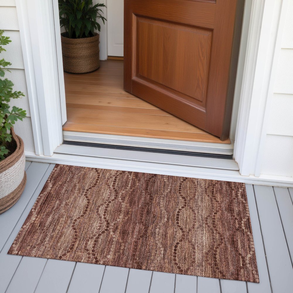 Machine Washable Indoor/Outdoor Chantille ACN2031 Paprika 1'8" x 2'6" Rug. Picture 6
