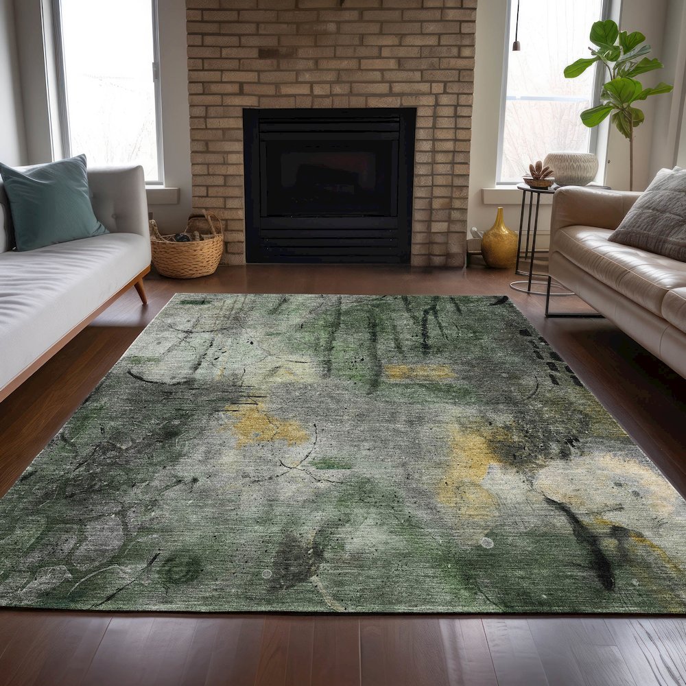 Machine Washable Indoor/Outdoor Chantille ACN2032 Pewter 2'6" x 3'10" Rug. Picture 6