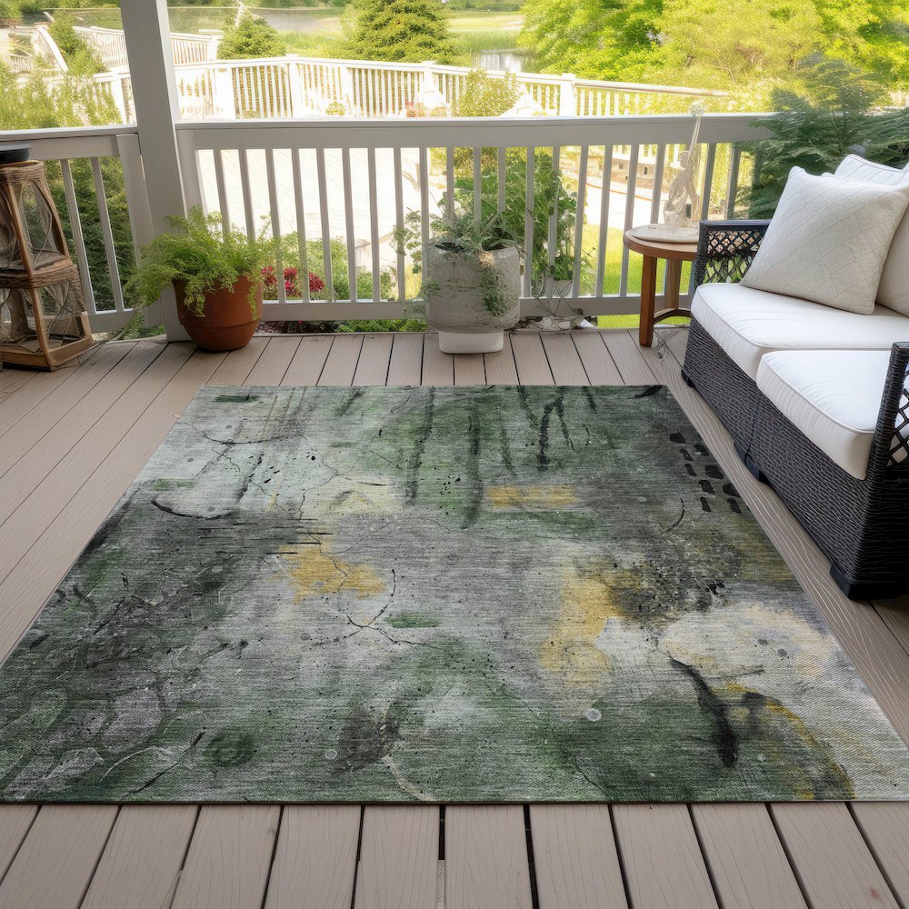 Machine Washable Indoor/Outdoor Chantille ACN2032 Pewter 2'6" x 3'10" Rug. Picture 8