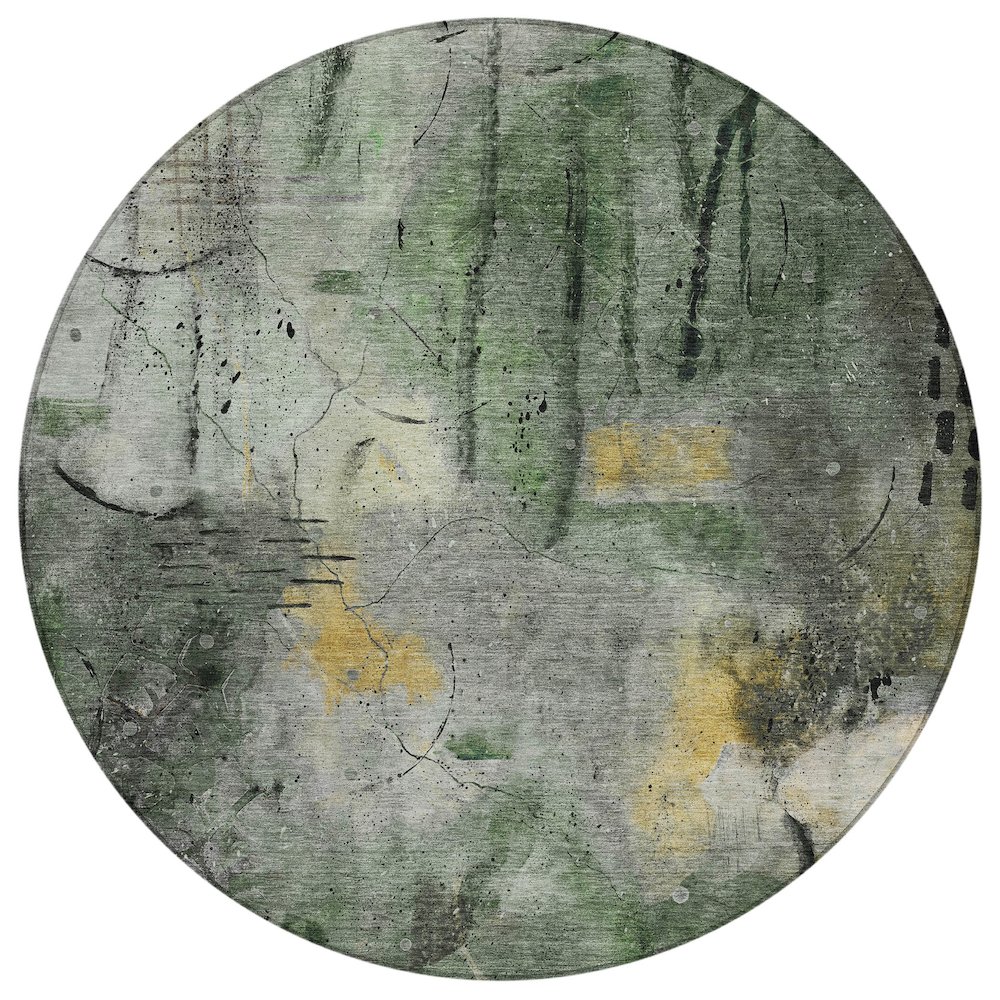 Machine Washable Indoor/Outdoor Chantille ACN2032 Pewter 8' x 8' Round Rug. Picture 1